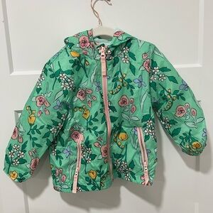 Cat & Jack Green Floral Kids Puffer Jacket